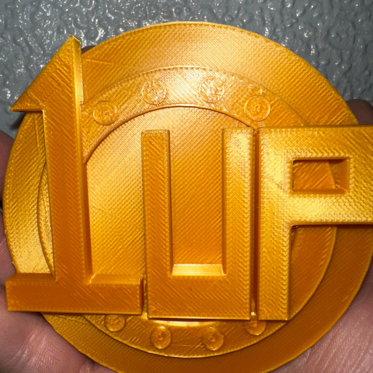 Gold 1UP Gaming Token – Thick 3D Printed Collectible Coin