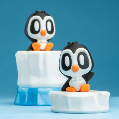 Blob Penguin Figurines Set – 3D Printed Kawaii Desk Decor (Set of 5)