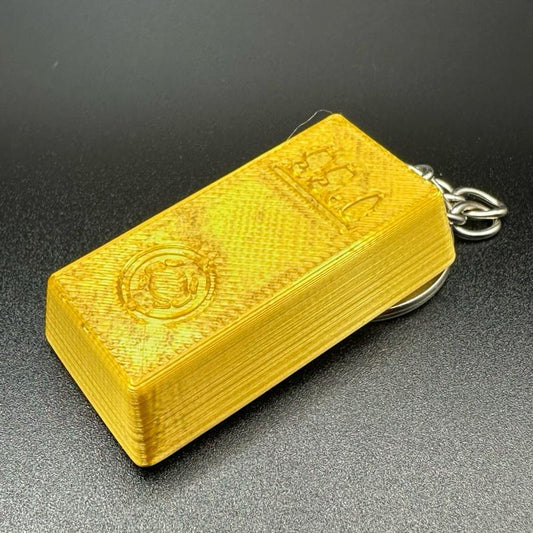 Gamer Gold Bar Keychain 3D Printed Video Game Loot Charm Collectible Accessory for Gamers