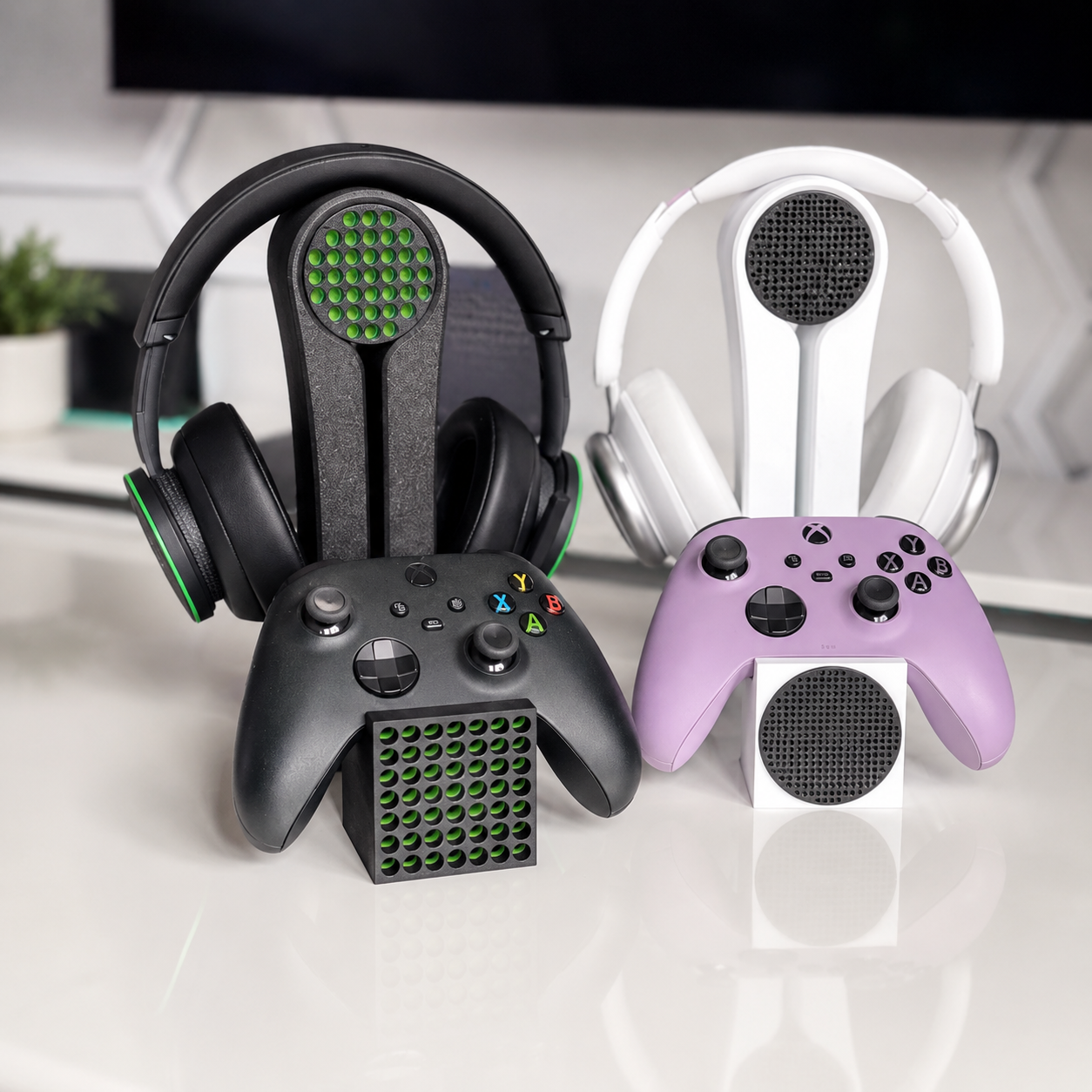 Gaming Headset Stand Compatible with Xbox Setups – 3D Printed Headphone Holder, Gamer Desk Accessory, Gaming Room Decor BlakePrintz