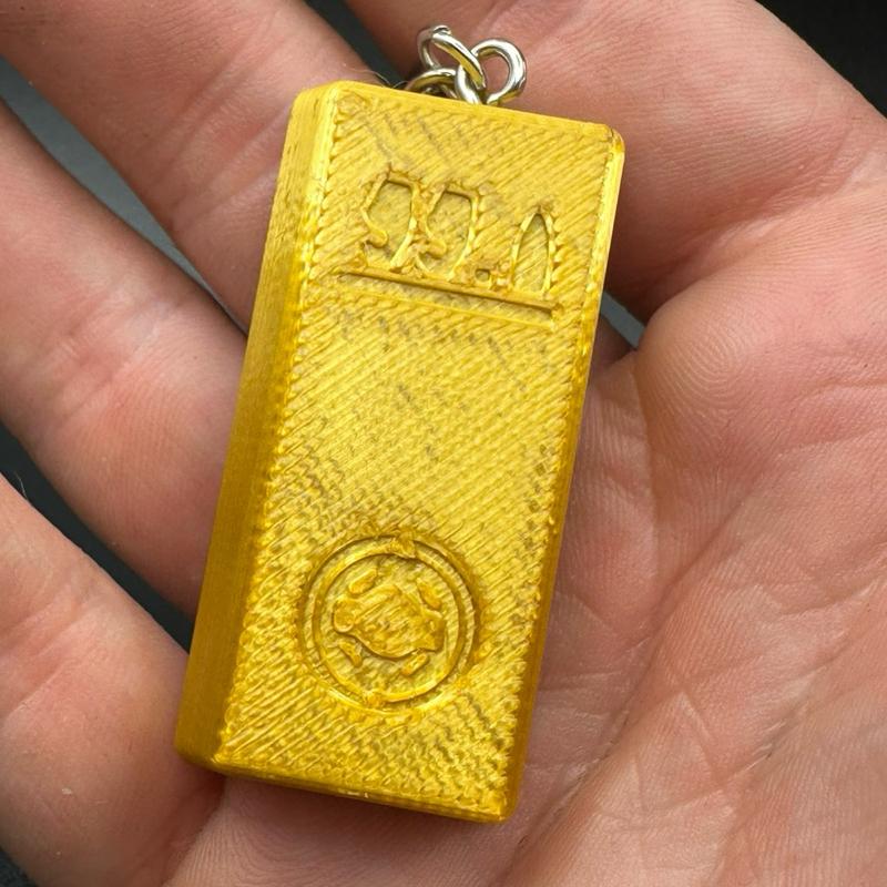 Gamer Gold Bar Keychain 3D Printed Video Game Loot Charm Collectible Accessory for Gamers