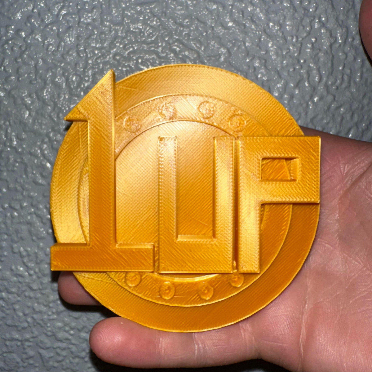 Gold 1UP Gaming Token – Thick 3D Printed Collectible Coin