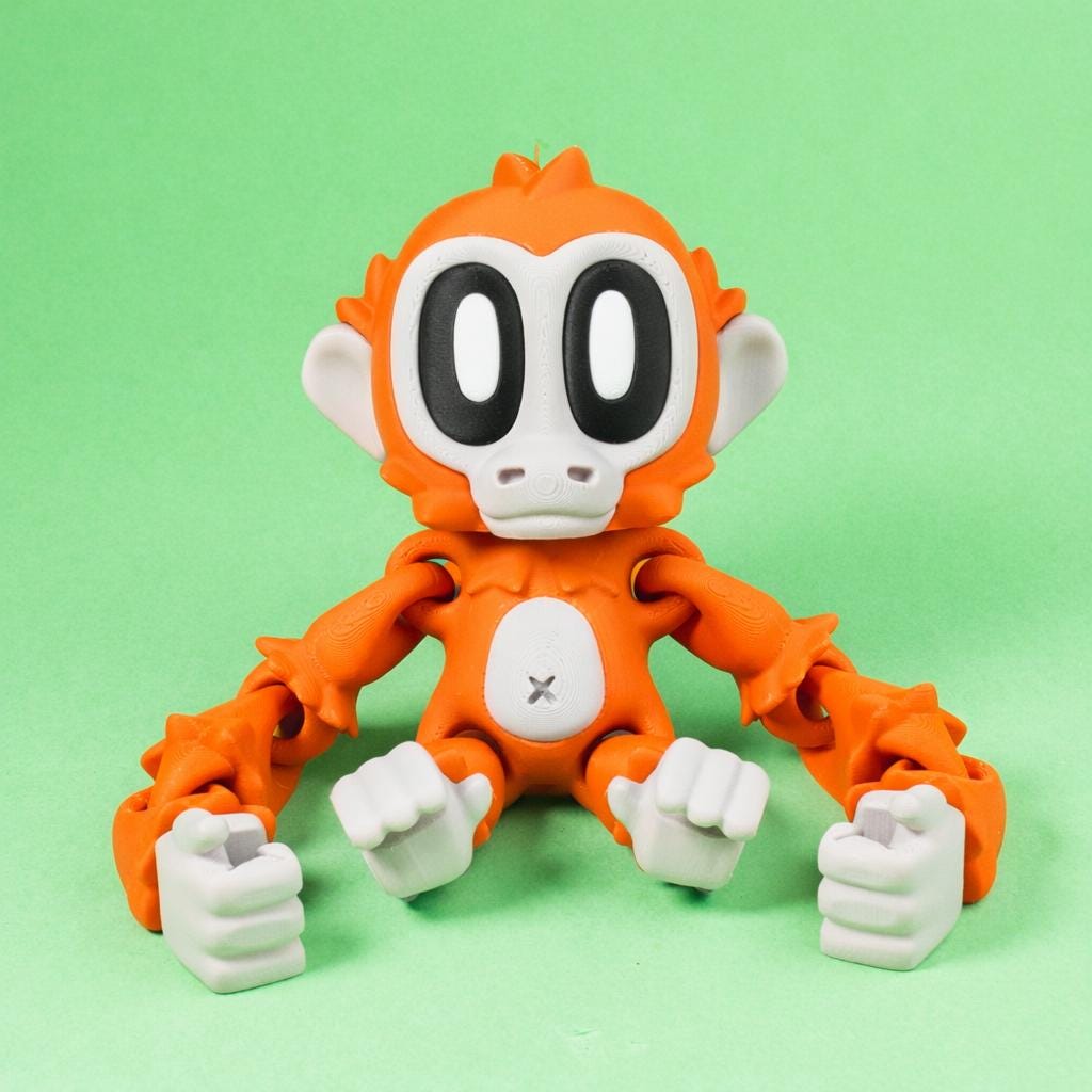 Collectible Monkey Figure – 3D Printed Designer Art Toy | Unique Desk Gift BlakePrintz