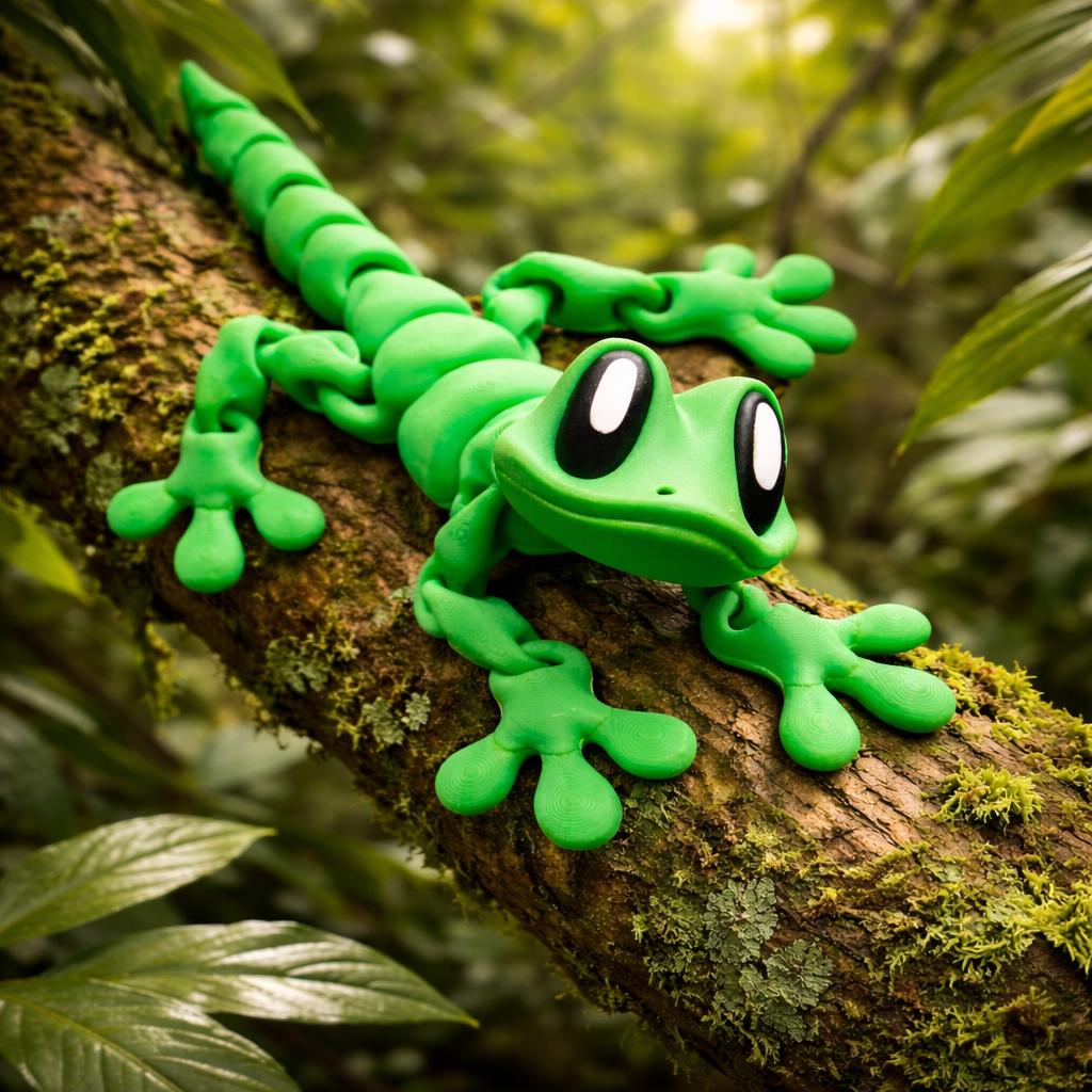 Collectible Gecko Articulated 3D Printed Reptile – Flexible Desk Pet and Fridge Decoration BlakePrintz