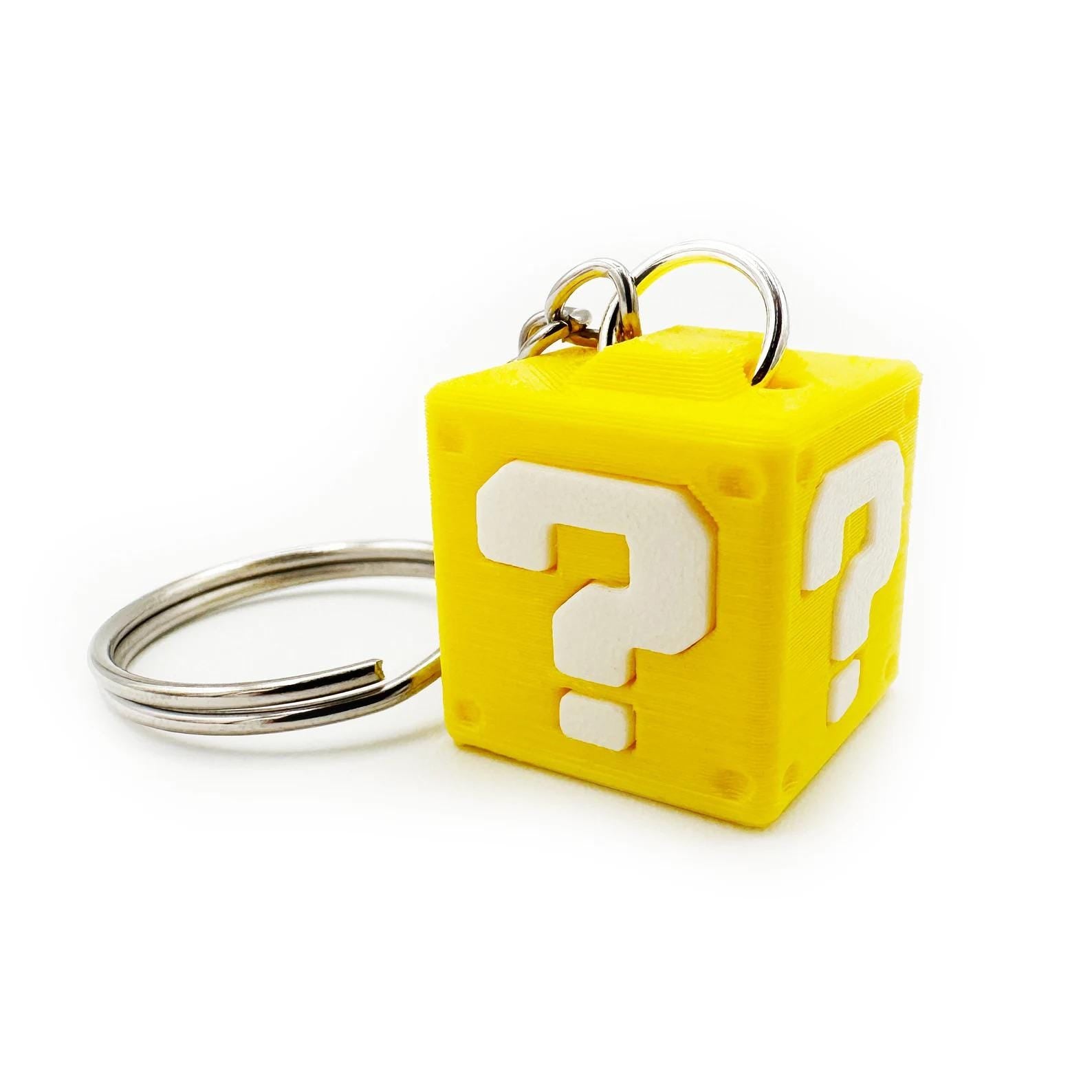 Retro Question Block Keychain – Yellow 3D Printed Gamer Gift BlakePrintz