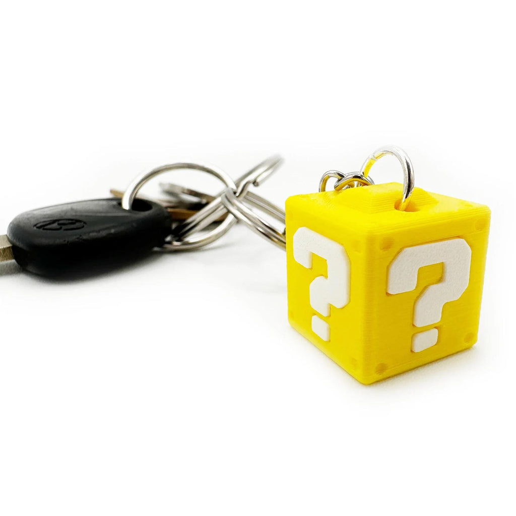 Retro Question Block Keychain – Yellow 3D Printed Gamer Gift BlakePrintz