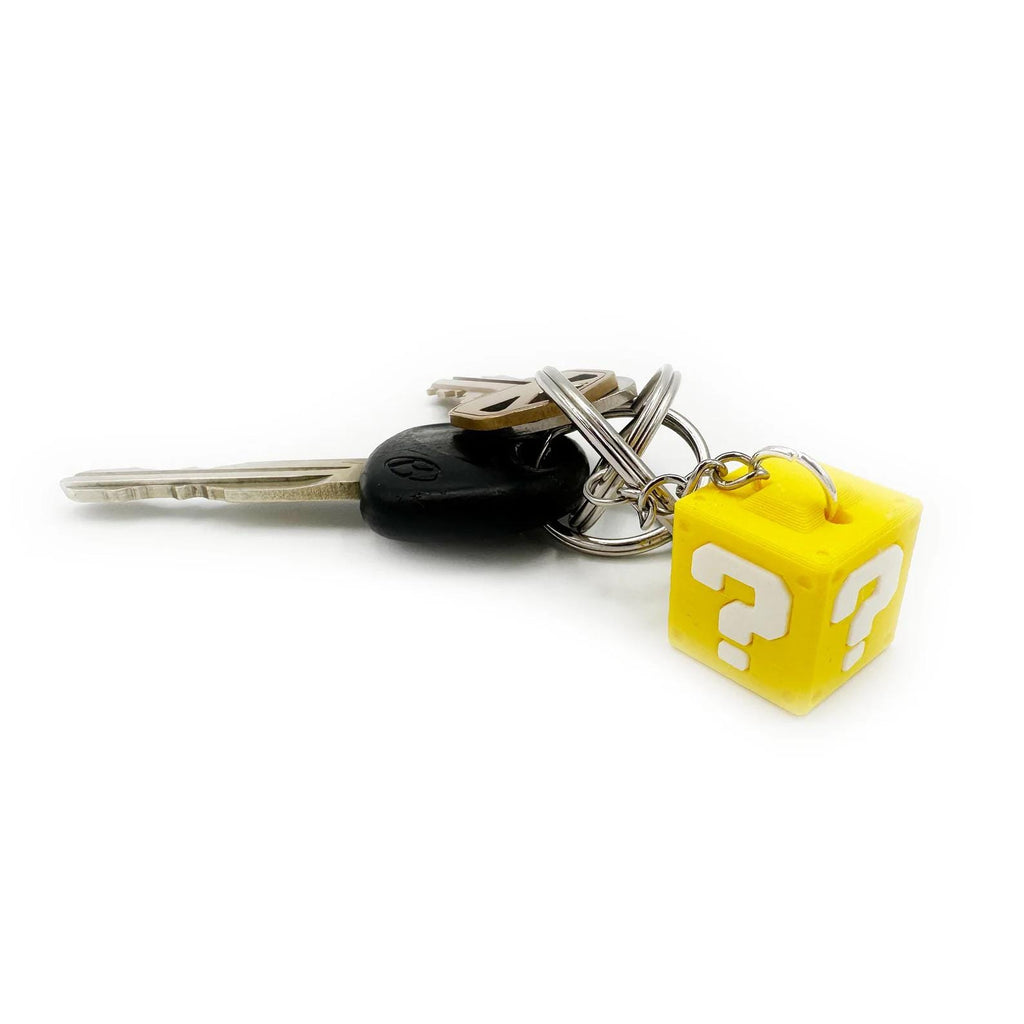 Retro Question Block Keychain – Yellow 3D Printed Gamer Gift BlakePrintz