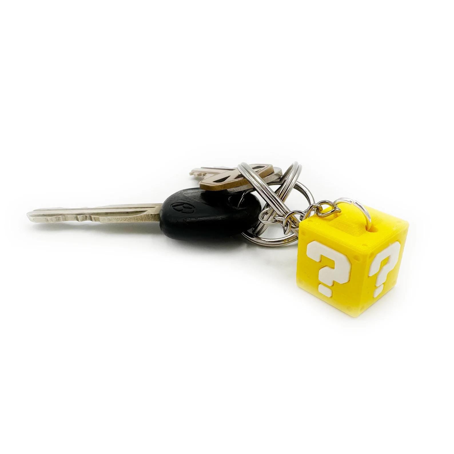 Retro Question Block Keychain – Yellow 3D Printed Gamer Gift BlakePrintz
