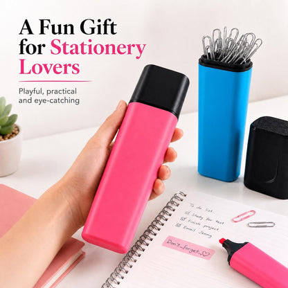 Giant Highlighter Pencil Case, Novelty Desk Organiser, Pink or Blue Storage BlakePrintz