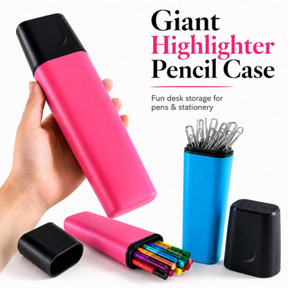 Giant Highlighter Pencil Case, Novelty Desk Organiser, Pink or Blue Storage BlakePrintz